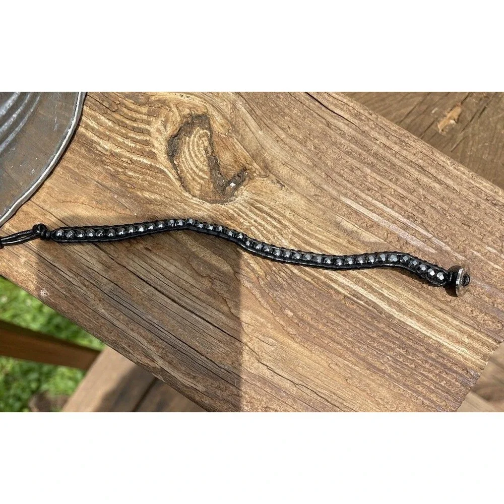 Lulu Dharma Bracelet Black Hematite and Silver Tone Button Clasp